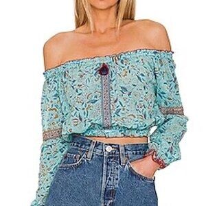NEW POUPETTE ST BARTH Nana Beach Top in Light Blue Paquerette, Size Small, NWT